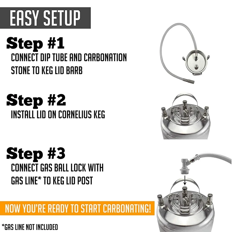 Replacement Stainless Steel Carbonation Keg Lid Home Brew Beer Making Tool with 0.5 Diffusion Stone and Line |