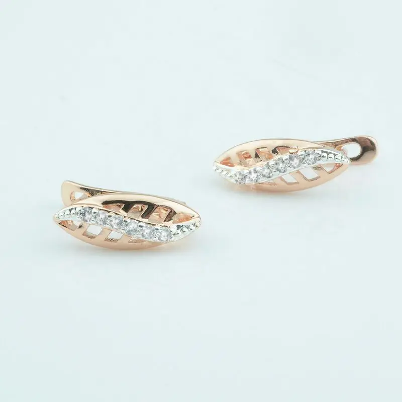 Модные ювелирные изделия 6 мм ширина женские маленькие серьги 585 розовый/белый