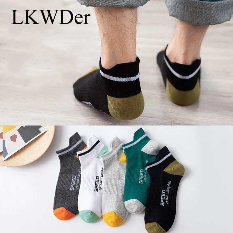 

LKWDer 5 Pairs Mens Socks Summer Thin Breathable Cotton Socks Low Cut Shallow Mouth Men Socks Sports Breathable Calcetines Meias