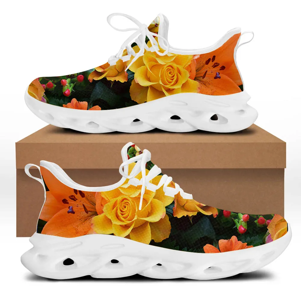 

INSTANTARTS Pretty Rose Flower 3D Printing Femme Casual Sneakers Comfort Height Increasing Flat Shoes Casual Platform Zapatos