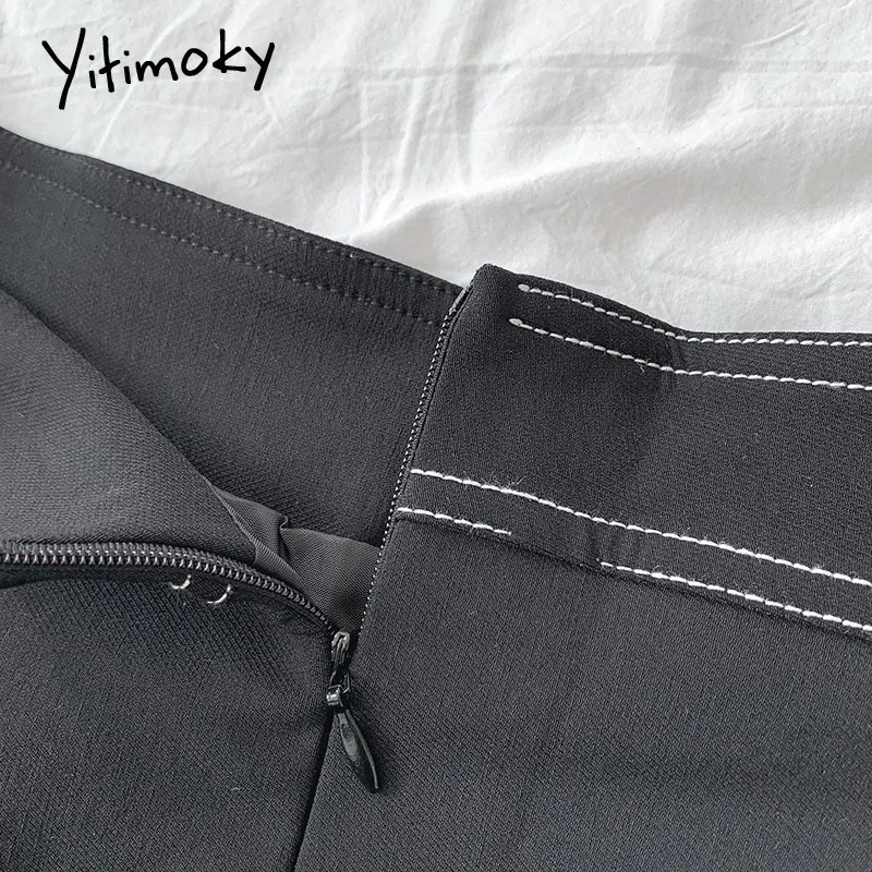 Женская винтажная мини-юбка Yitimoky черная трапециевидная юбка в Корейском стиле с