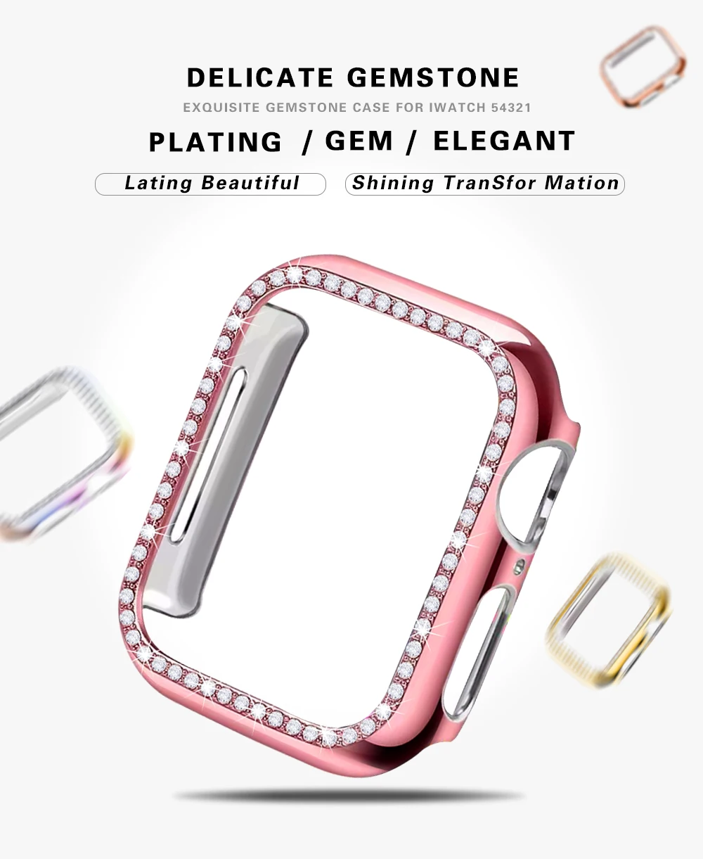 Чехол со стразами для Apple watch band 5 4 3 2 1 чехол крышка 44 мм 40 мм 42 мм 38 мм iwatch band Crystal защитный бампер