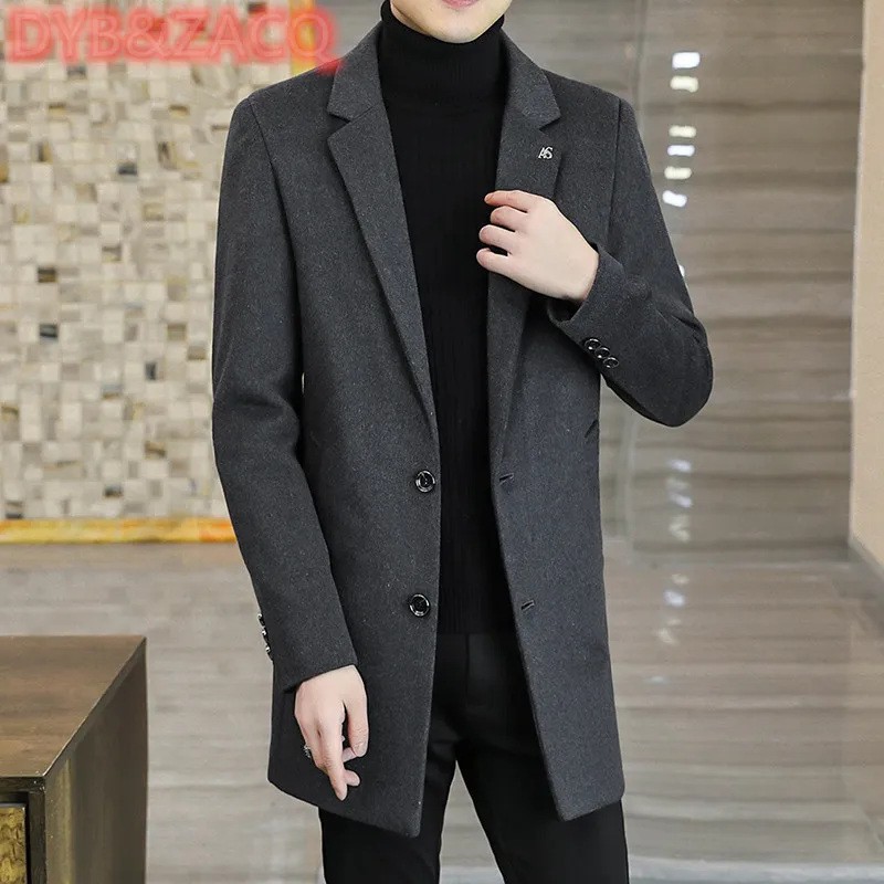 Autumn and Winter Style Woolen Trench Coat for Men Slim Mid-length Woolen Overcoat for Men, New In 2021 M-4XL