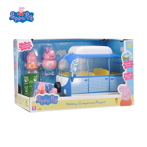Car And 4 Figures Оригинальная игрушка Peppa, Свинка Джордж, фигурки, кукла Peppa, друзья, любовь, обучение, классная сцена, развивающие игрушки, Детский Рождественский подарок - Цвет: Car And 4 Figures