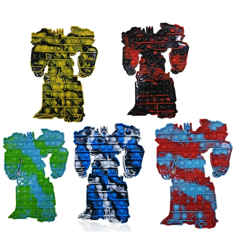 

10 Wholesale Pop Fidget Toys Simple Dimple Trans Forme Push Bubble Toys for Children Antistress Relief Toys Gifts Robot Model