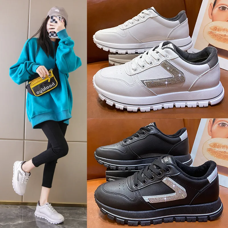 

Womens Shoes Platform Sneakers Diamonds Bling Lace-up Sneakers Women 2021 White Shoes zapato decoraciones