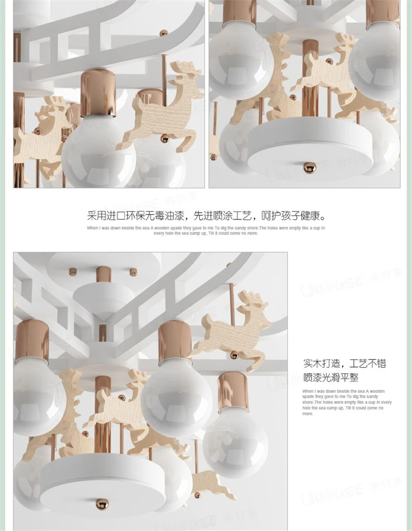 Мультяшные люстры с белым оленем для мальчиков и девочек детская лампа спальни