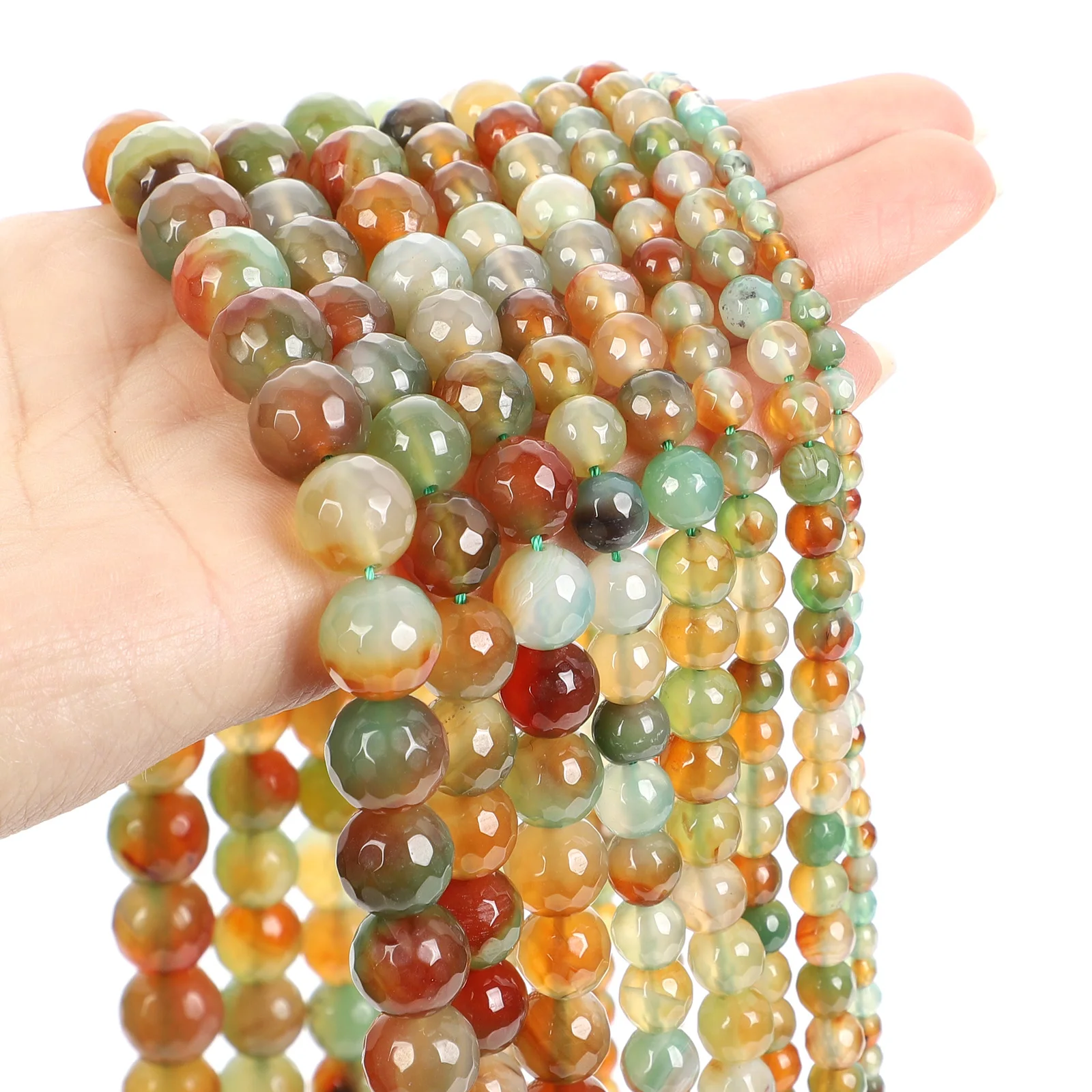 4 6 8 10 12mm Round Natural Stone Beads For Jewelry Making DIY Yellow Green Agate Loose Spacer Bracelet Necklace Handmade | Украшения и
