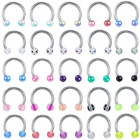aoedej 5pcslot 316l stainless steel nose rings acrylic horseshoe ball nose septum piercing tragus helix piercing cartilage