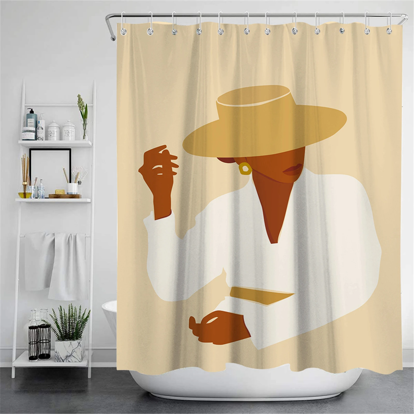 

Bestselling Abstract Cartoon Pattern Shower Curtain Nordic Style Set Hook Natural Landscape Home Decoration Bathroom Curtains