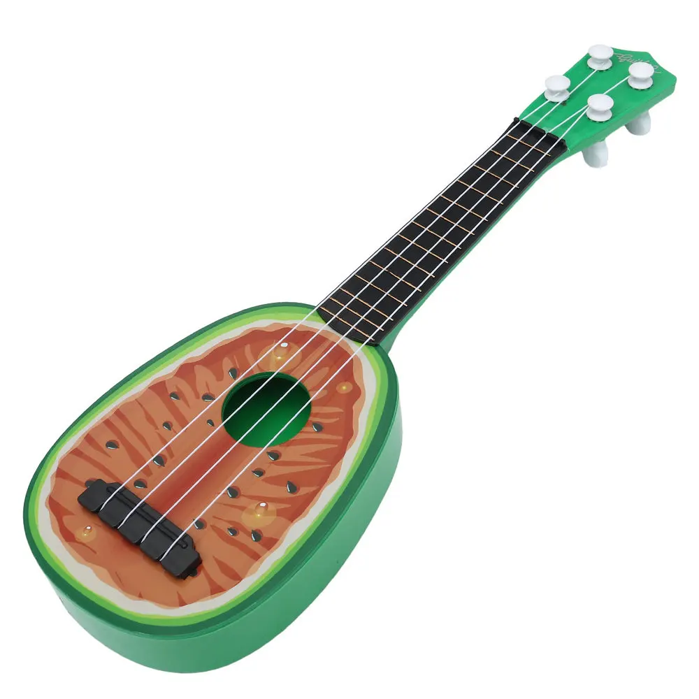 

2pcs Fruit Shape Ukulele Mini Guitar Musical Instrument Guitar Model Educational Game Toys (Watermelon + Kiwi)