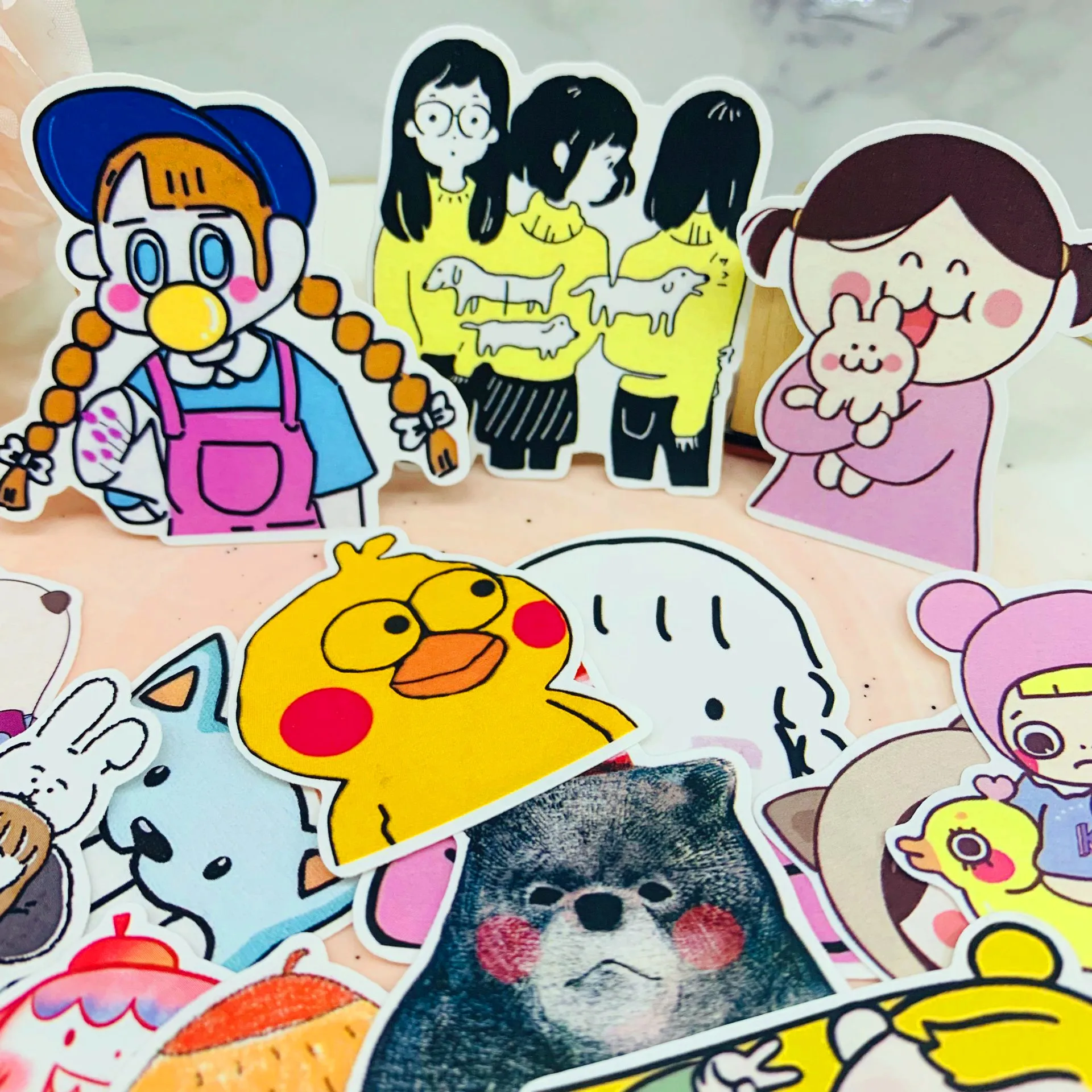 

25 PCS Cute cartoon girl animal Scrapbooking stickers book Student kids toys Notebook label Decorative sticker paper Stationery