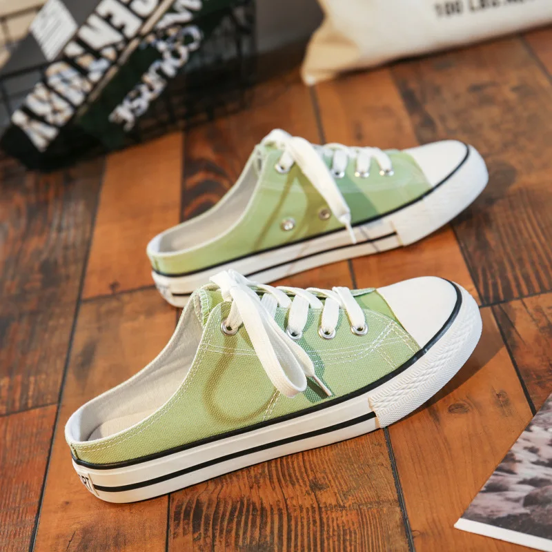 New half drag canvas shoes women 2020 spring Korean version without heels wild student sports for ZP-241 | Спорт и развлечения