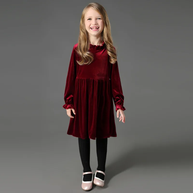 

kids winter dresses for girls 2019 autumn School opening ceremony party Dress 3-12 yrs teenage girl velvet evening wedding gown
