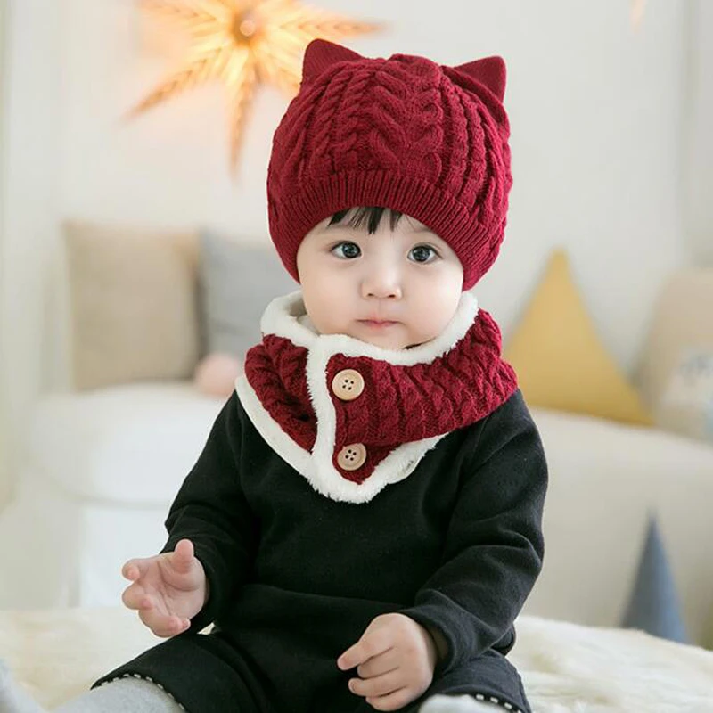

2Pcs Baby Hat Scarf Set Warm Knitted Baby Winter Hat Cap Bonnet Kids Hat Boy Girl Caps Boys Girls Crochet Beanie Autumn
