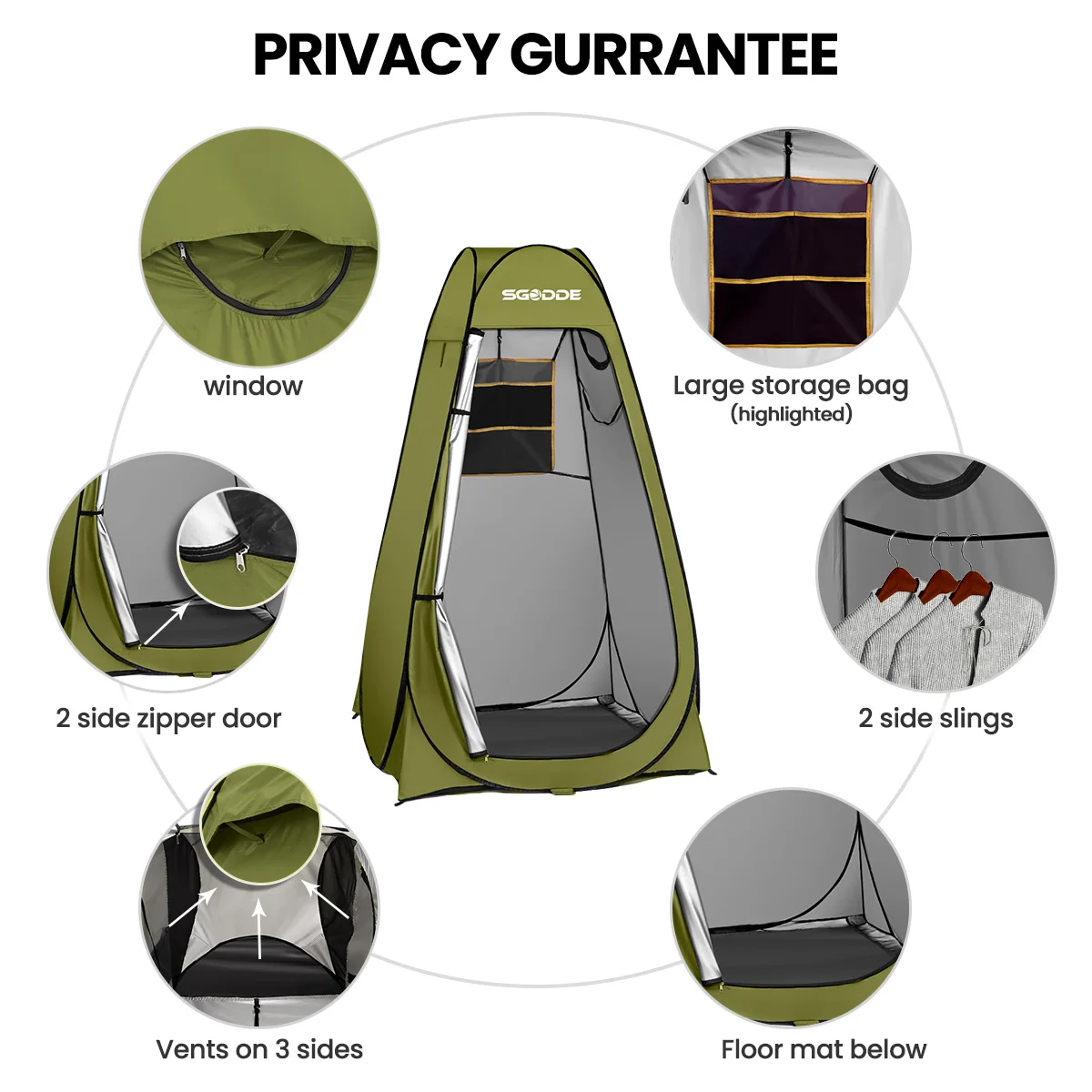 SGODDE Outdoor Camping Tent Portable Shower Bath Changing Fitting Room Rain Shelter Single Beach Privacy Toilet Tents | Спорт и