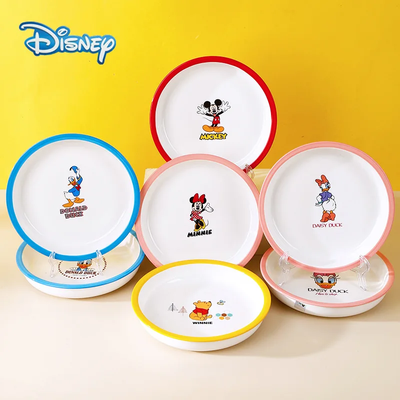 Disney Kids Plate Cute Cartoon Minnie Mickey Mouse Donald Duck Daisy Plates Set Baby Ceramic Dinnerware Dishes Fruit Salad Plate