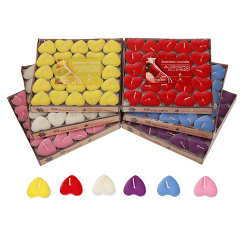 50 шт./компл. романтические бездымные свечи круглые в форме сердца декоративные
