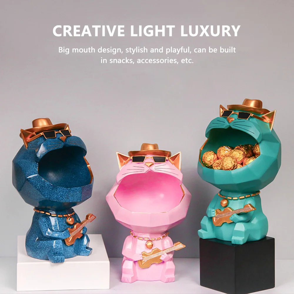 Стильный фигурка кошки домашнего украшения коробка для хранения смолы Искусство