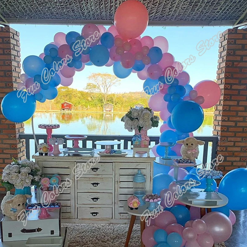 

115pcs Matte Light Blue Wedding Birthday Party Backdrop Baby Shower DIY Supplie Pearl Pink Decoration Balloon Garland Arch Kits