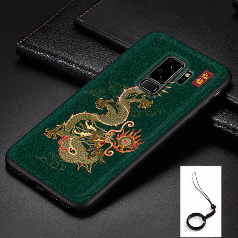 Green Dragon Для samsung Galaxy S10 Plus S10 S9 Plus S9 чехол с защитой от отпечатков пальцев противоударный чехол из искусственной кожи с тиснением - Цвет: Green Dragon