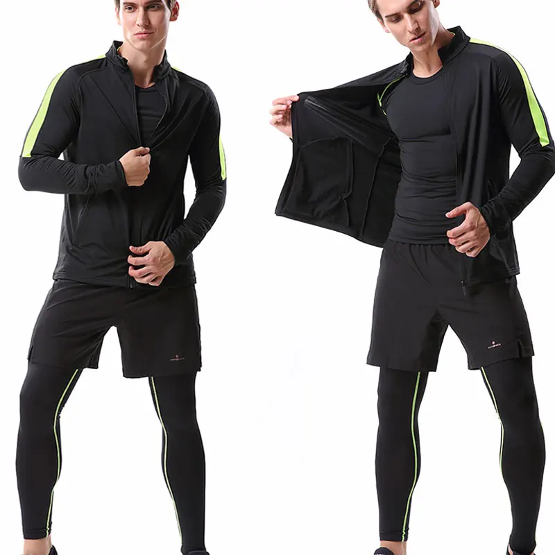 

2021 Men Sportswear Compression Suits Breathable Gym Clothes Man Sports Joggers Training Gym Fitness Tracksuit Running Sets 4XL