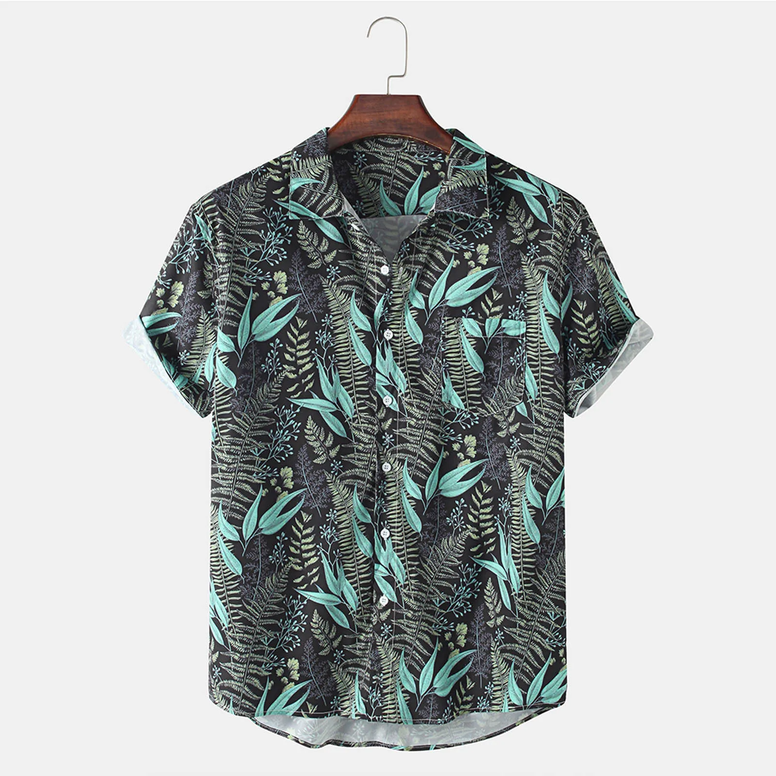

Lapel print sports T-shirt Men Spring Summer Casual Slim Printed Short Sleeve Beach Shirts Top Blouse Мужские рубашки 2021