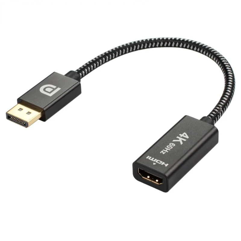 

DP Display Port Male To HDMI-compatible 2.0 Female Adapter Cable Gold Plated Connector 4K 60Hz Converter Chipset Insde Sleeved