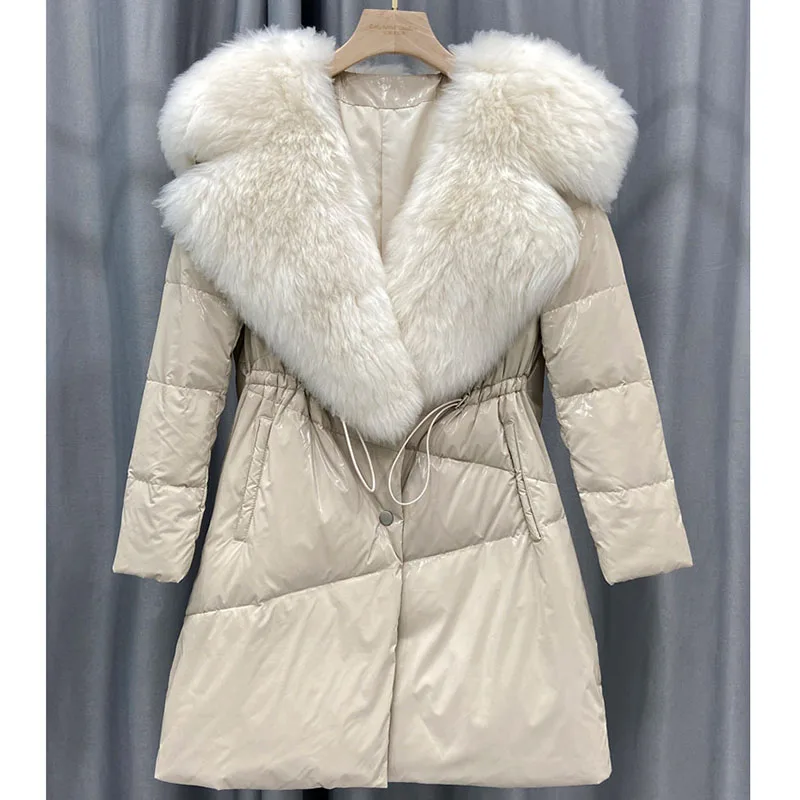 Женский Повседневный пуховик средней длины приталенный однотонный из