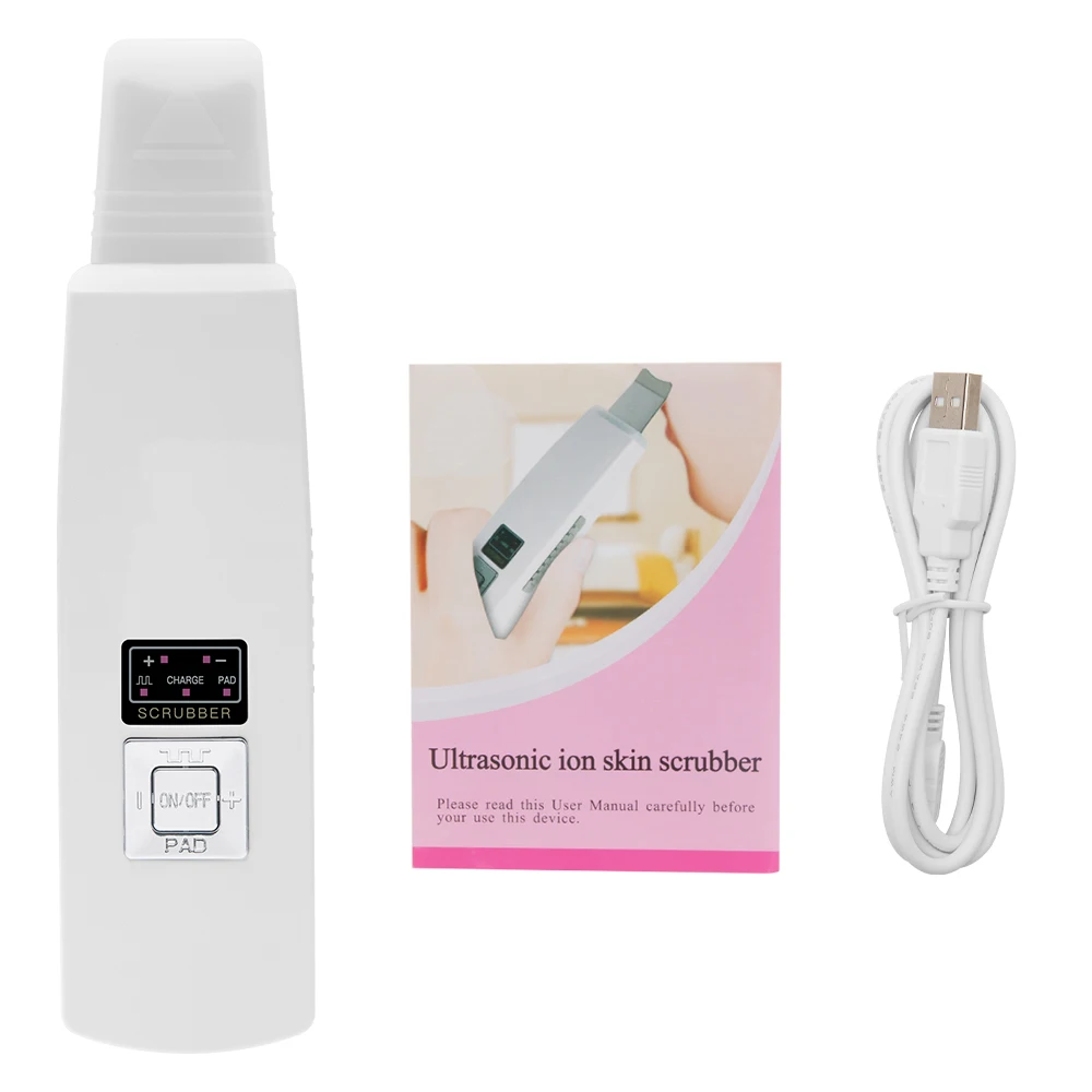 No gift box Skin Scrubber Ultrasonic Ion Facial Care Ultrasonic Scrubber Cleaner Blackhead Removal Face Peeling Extractor Skin Beauty Tools - Цвет: No gift box