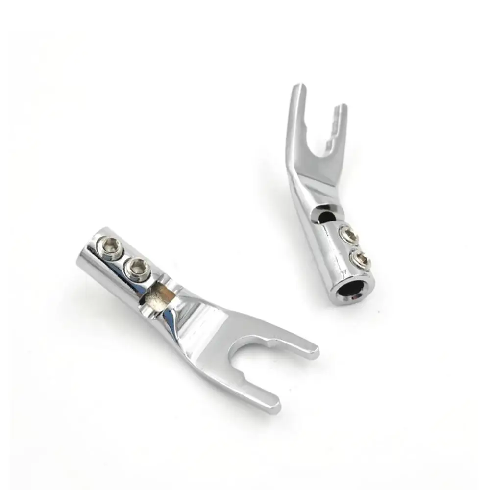 Rhodium plating Colleimagge Hifi 4 шт. динамик банан Лопата штекер Jack Y вилка чистый красный медный адаптер для проводов кабель Новое поступление - Цвет: Rhodium plating