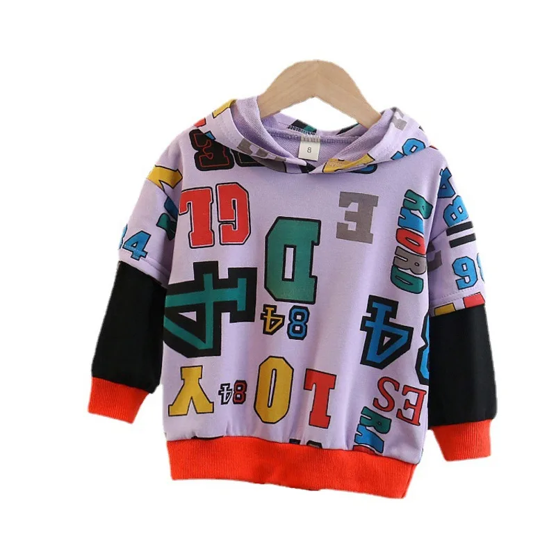 

Spring Autumn Kids Boys Fashion Clothes Children Girls Letter Hooded T Shirt Baby Infant Cotton Clothing Toddler Casual Hoodies
