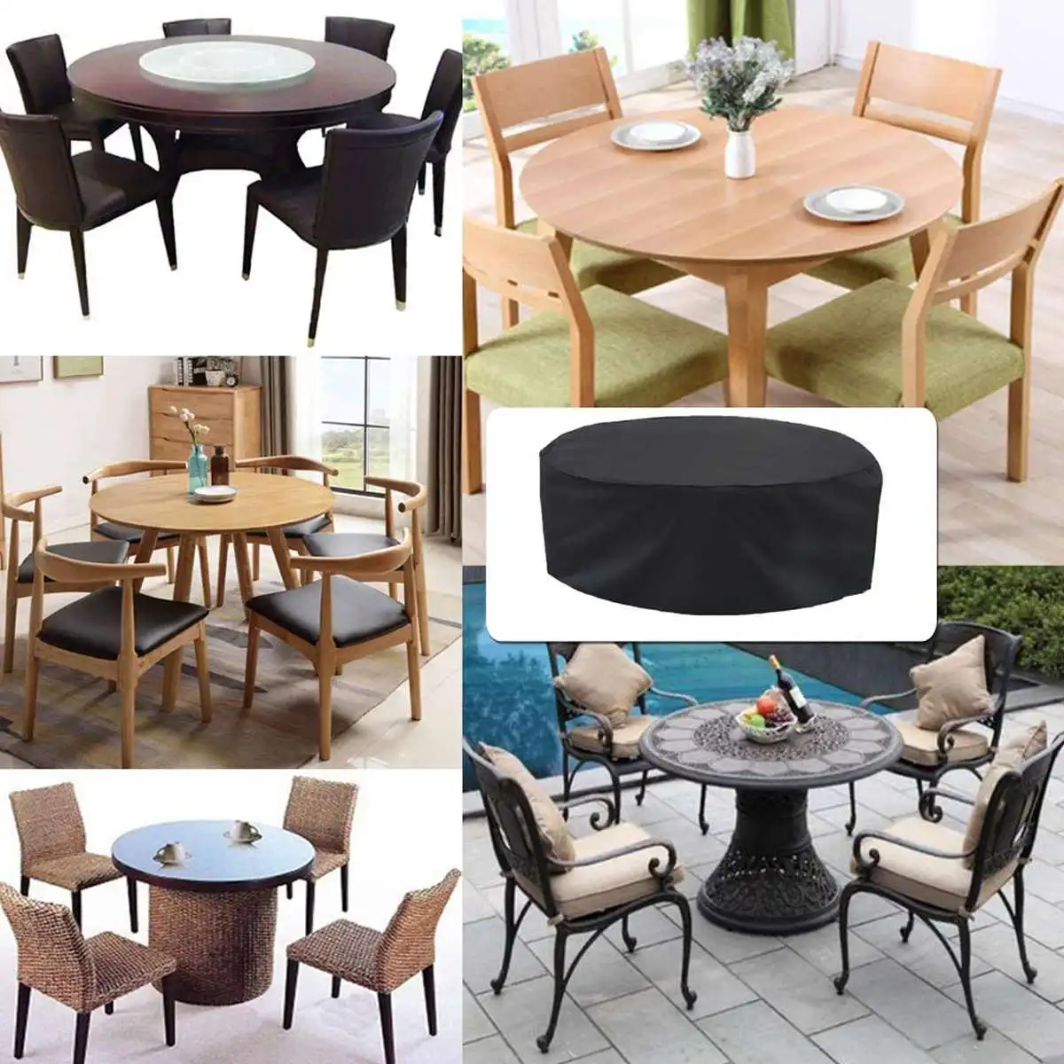 

Round Furniture Cover Dustproof Waterproof Protective Case Outdoor Garden Furniture Rain Cover Patio Dust Covers for Sofa Table