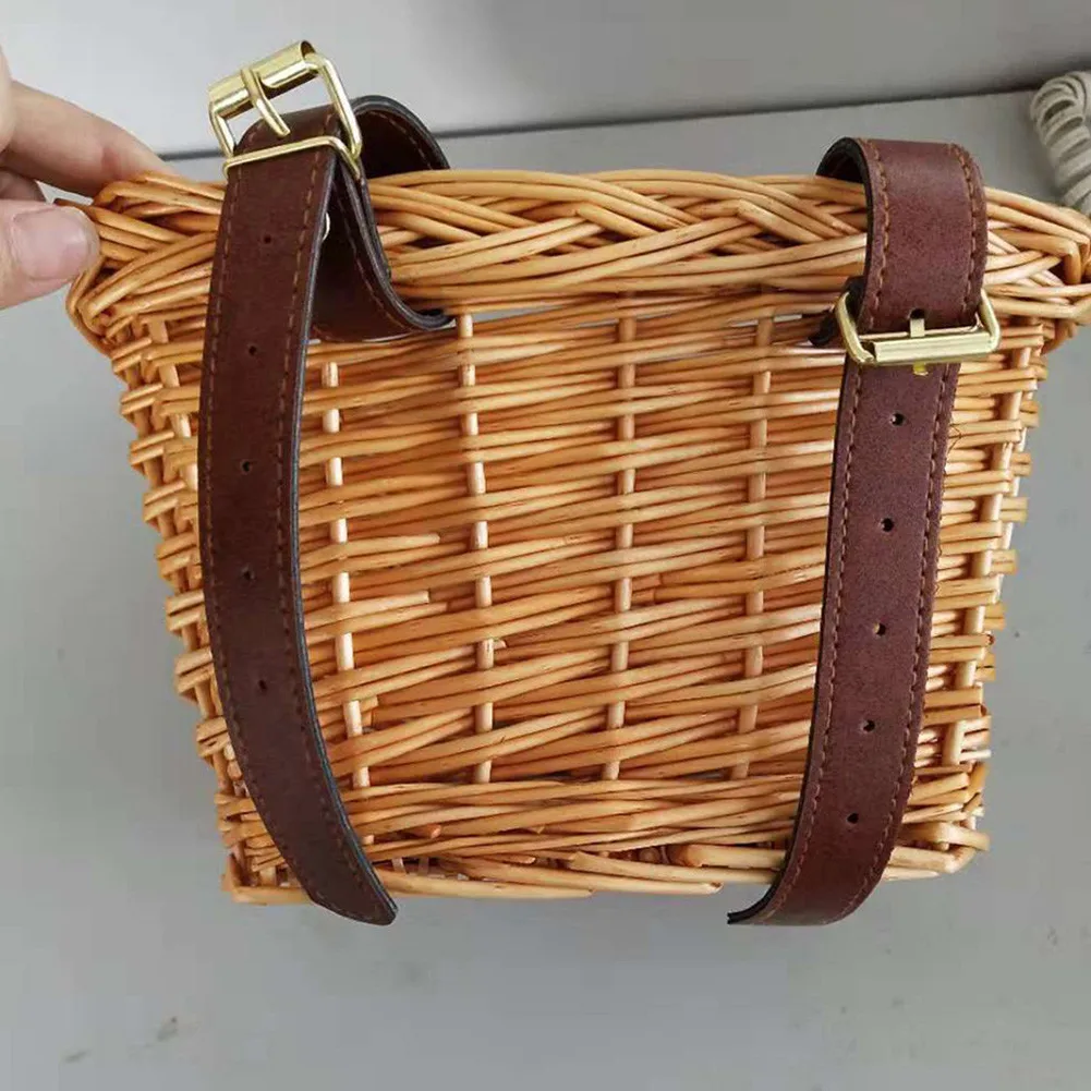 

Bike Basket Waterproof Natural Rattan Organizer Children Bicycle Front Handlebar Storage Basket for Kid Bike Accessory