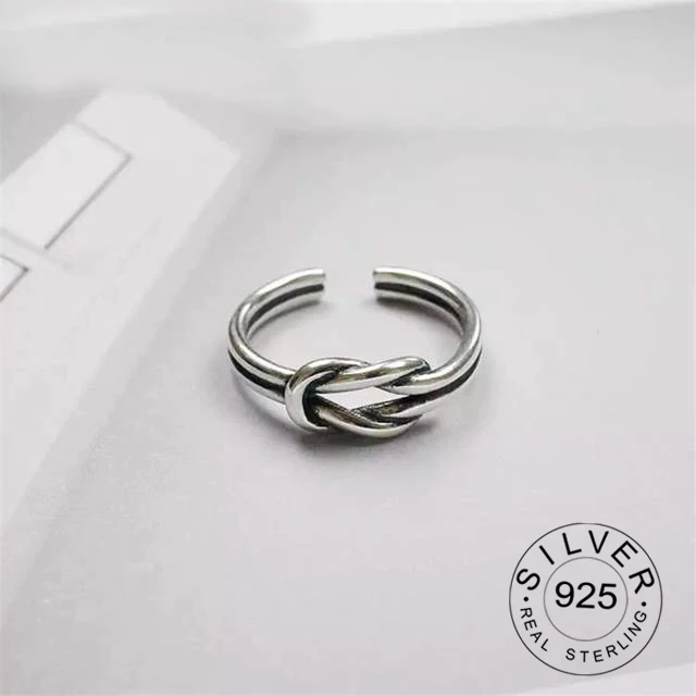 

Богемные новые серебряные кольца с узлом 925 для женщин, женские винтажные открытые антикварные кольца в стиле панк, ювелирные изделия из нас...