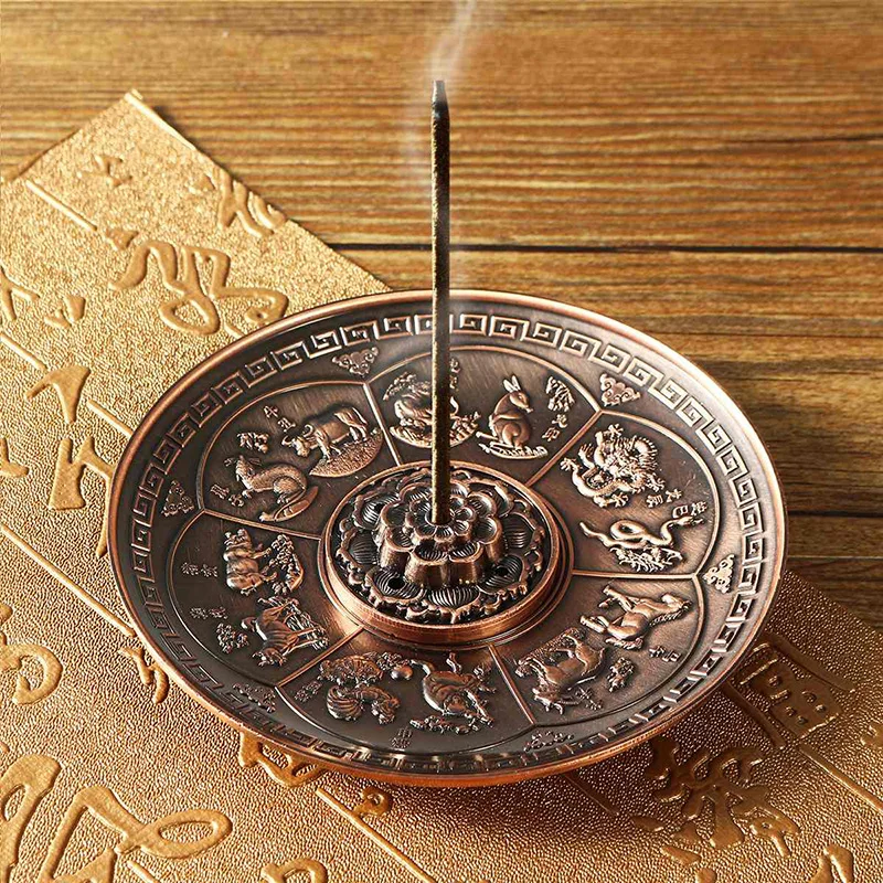 Copper Pure Dragon Incense Burner Holder Chinese Style Round Home Sticks Buddhism Decoration Decor | Дом и сад