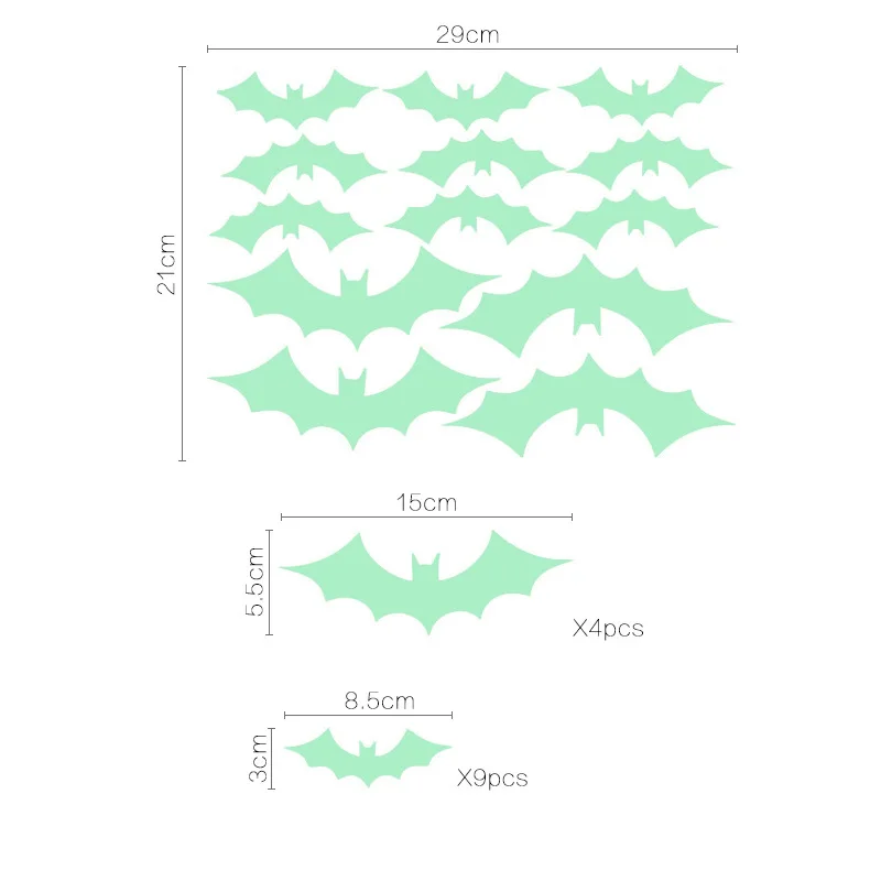 

Halloween Luminous Sticker Self-adhesive Bats Wall Sticker Home Decor Decal