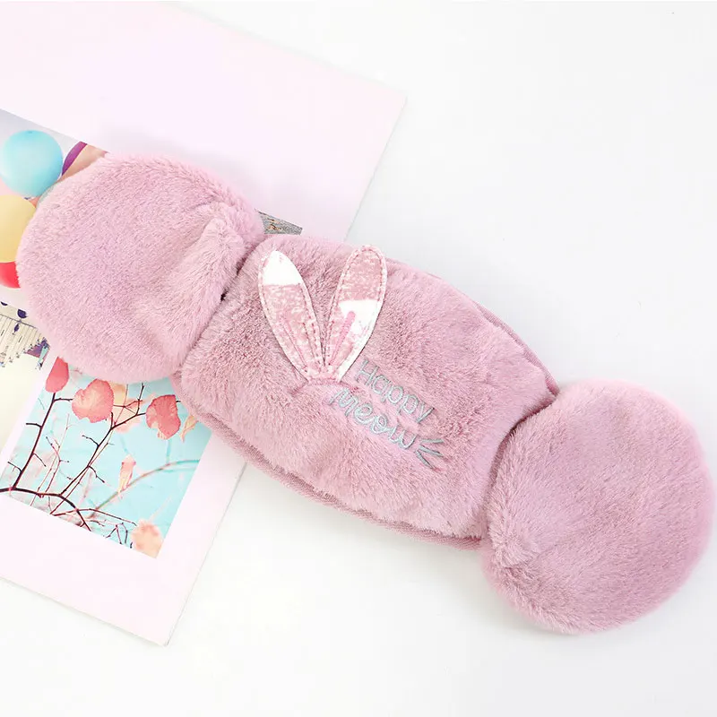 light purple rabbit Новая женская маска, наушники, интегрированные зимние уличные велосипедные плотные маски, теплые плюшевые наушники, модные милые хлопковые Чехлы для лица - Цвет: light purple rabbit