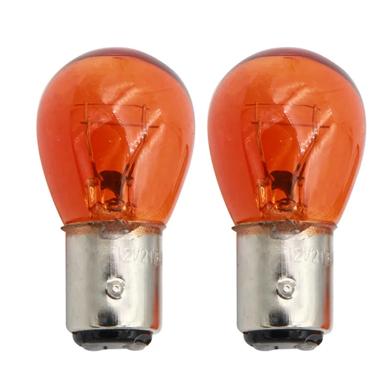 2Pcs Car Light Durable High Power Low Consumption 1157 BA15D Auto Stop Brake Bulb Indicator Lamp 21W DC12V White/Amber#289598 images - 6