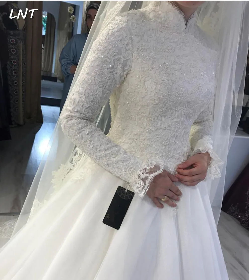 Скромные мусульманские свадебные платья с длинными рукавами и высоким