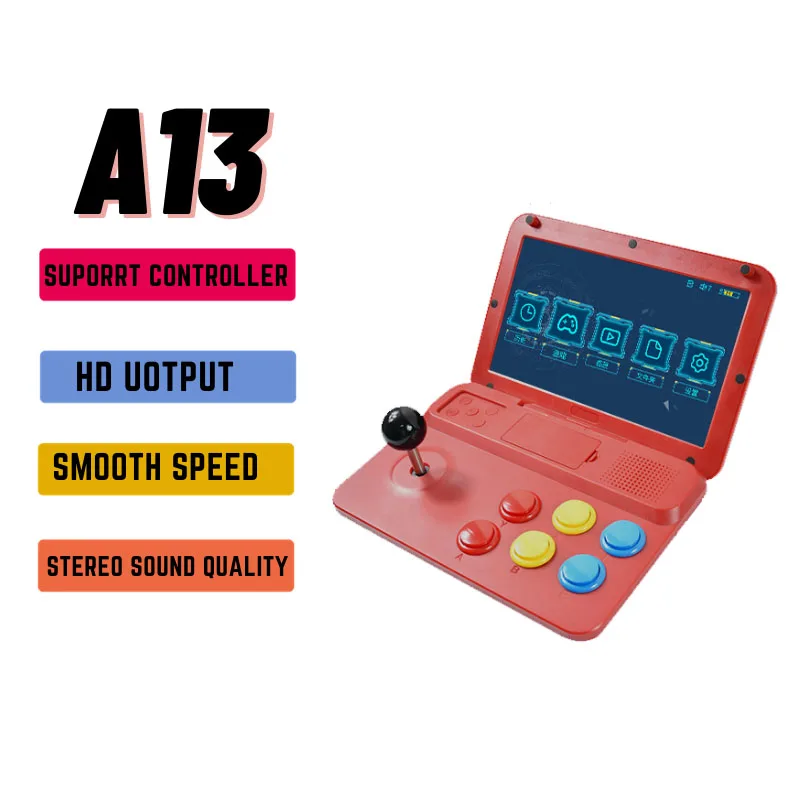 Игровая консоль Powkiddy A13 9 дюймов большой экран съемный джойстик HD выход мини