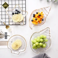1pcs ocean glass plate fruit plate household candy plate starfish shell plate dry fruit plate dessert plate salad bowl dishes