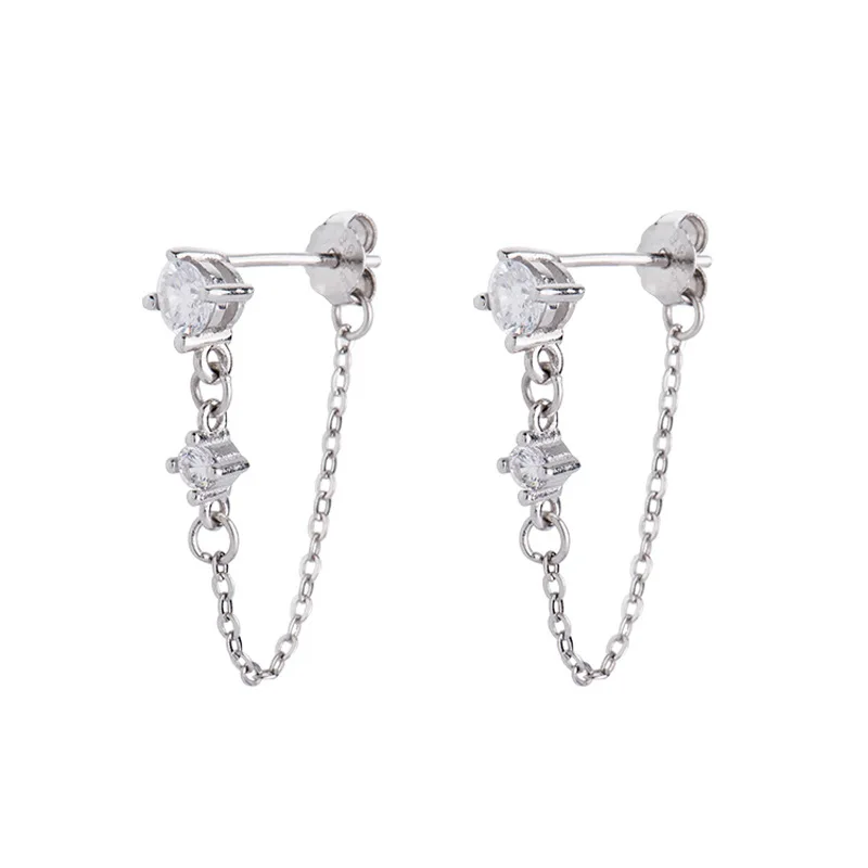 

Real 925 Sterling Silver Shiny CZ Drop Earrings Cute Front Back Post Earrings Fine Jewelry for Women Wife Girlfriends Sisters