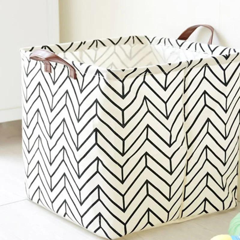 

3Pcs Waterproof Foldable Storage Basket Cotton Linen Laundry Basket Toy Debris Storage Bucket