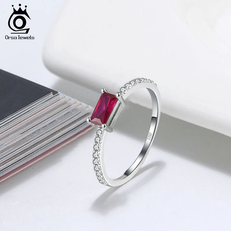 Кольцо ORSA JEWELS серебряное кольцо солитер AAAA с красным цирконием предложение