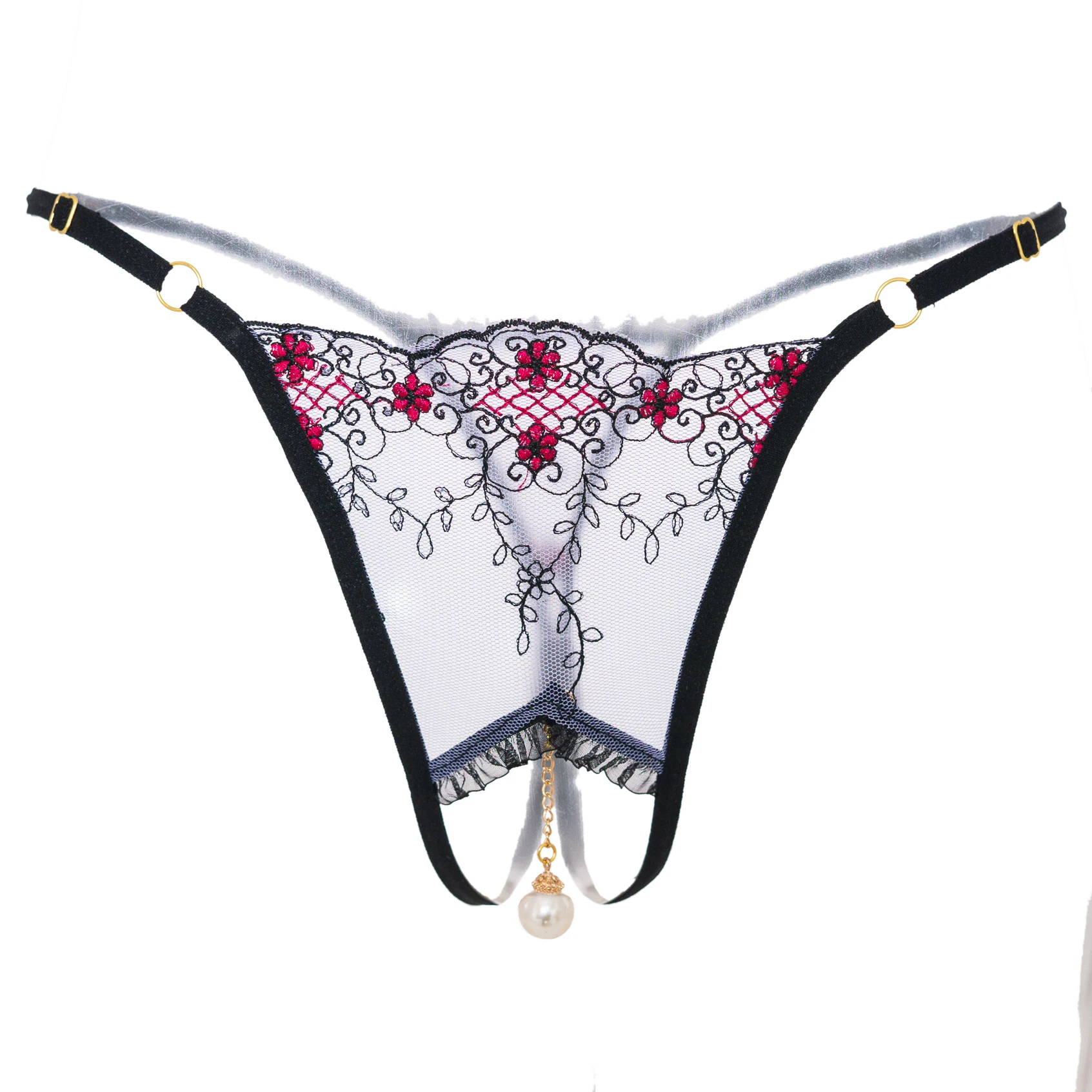 Трусики-стринги с открытой промежностью кружевные прозрачные сексуальные