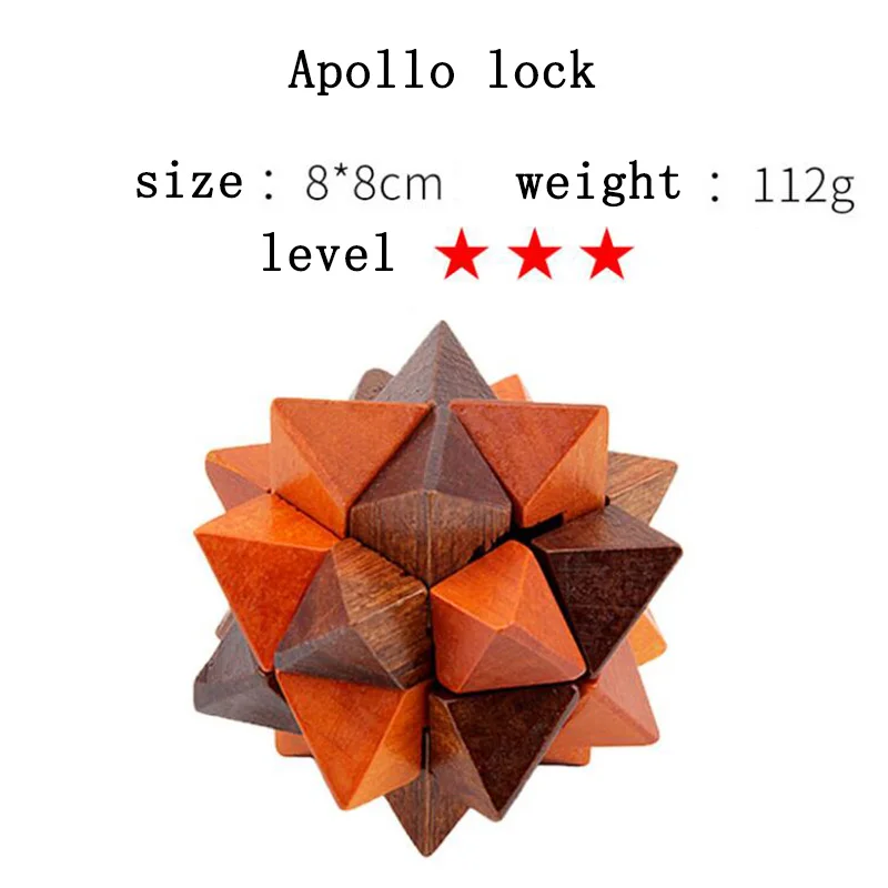 New Design IQ Brain Teaser Kong Ming Lock 3D Wooden Interlocking Puzzles Game Toy Bamboo Small Size For Adults Kids | Игрушки и хобби