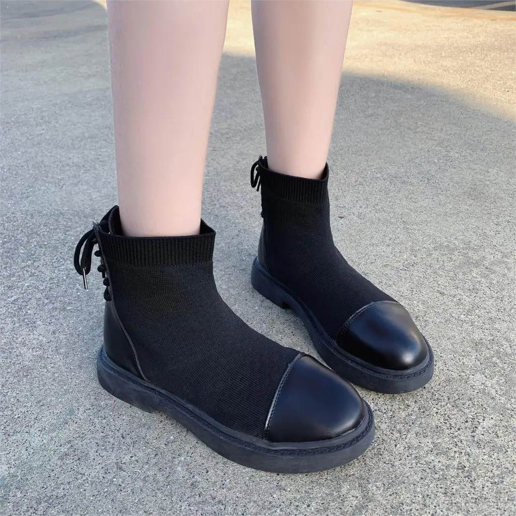 2019 Новые Модные Ботинки martin из эластичной ткани сезон осень-зима женские носки на