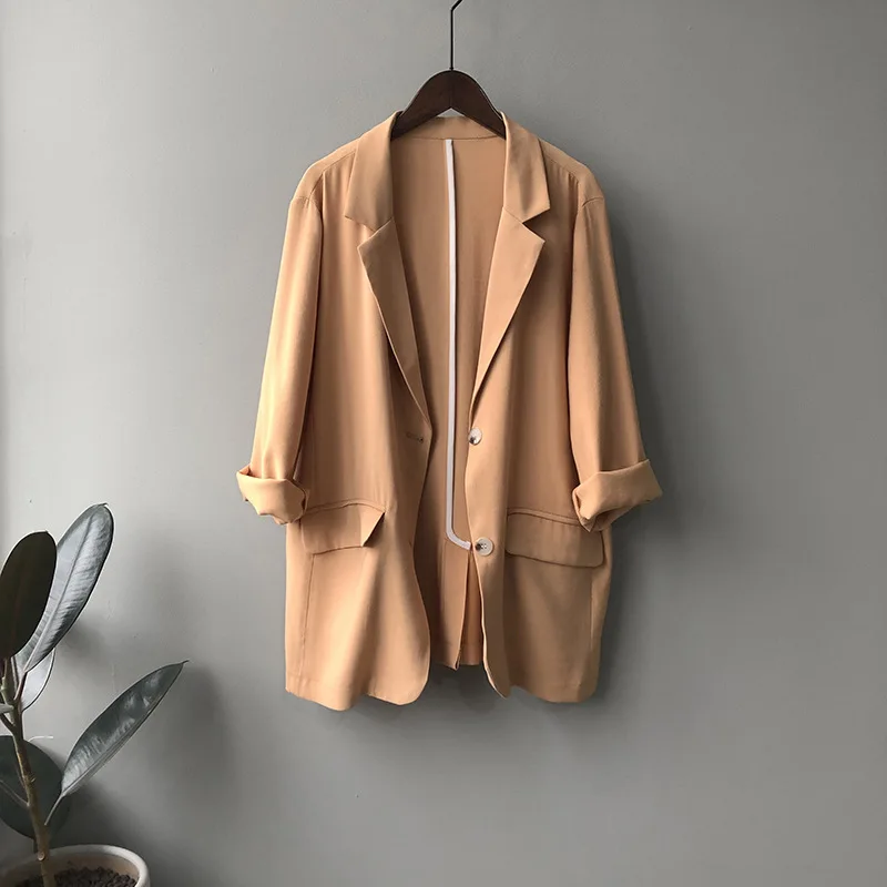 Женский Повседневный Блейзер Белый Тонкий в Корейском стиле офисная одежда