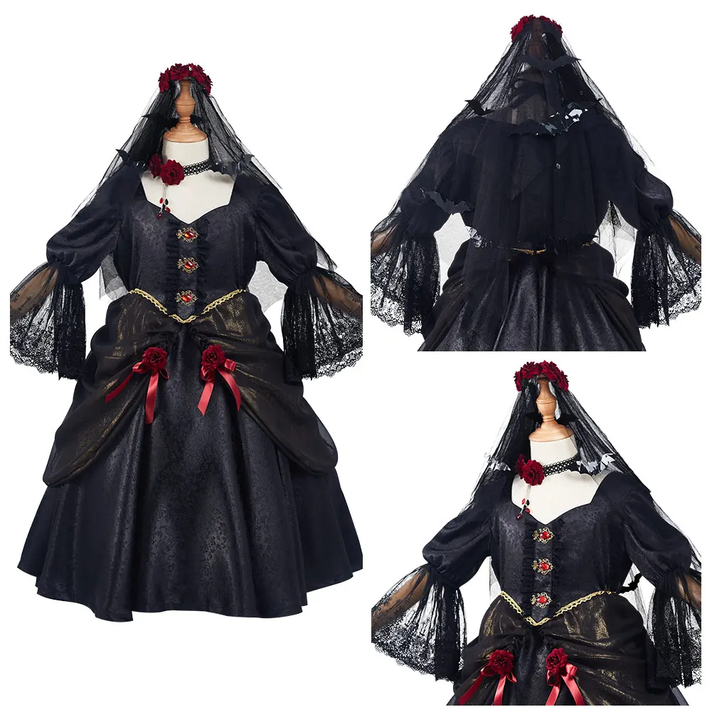 

Kids Girls Vampire Bride Cosplay Costume Dress Outfits Halloween Carnival Suit